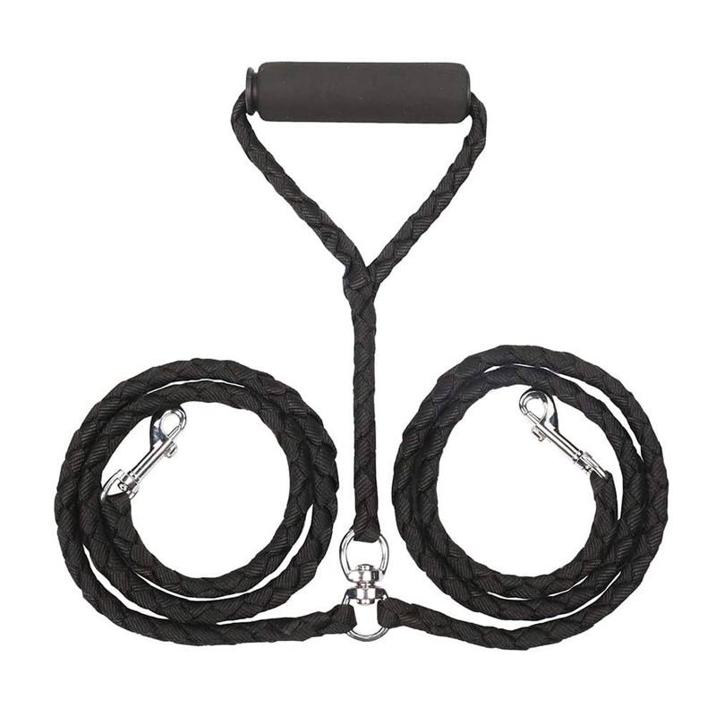 2 Way Braided Nylon Dual Dog Leash Double Lead Rope Strong Pet Leash Walking Running Leads For Couplers With Soft Padded Handle