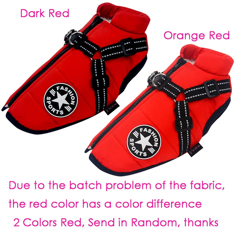 Large Pet Dog Jacket With Harness Winter Warm Dog Clothes For Labrador Waterproof Big Dog Coat Chihuahua French Bulldog Outfits